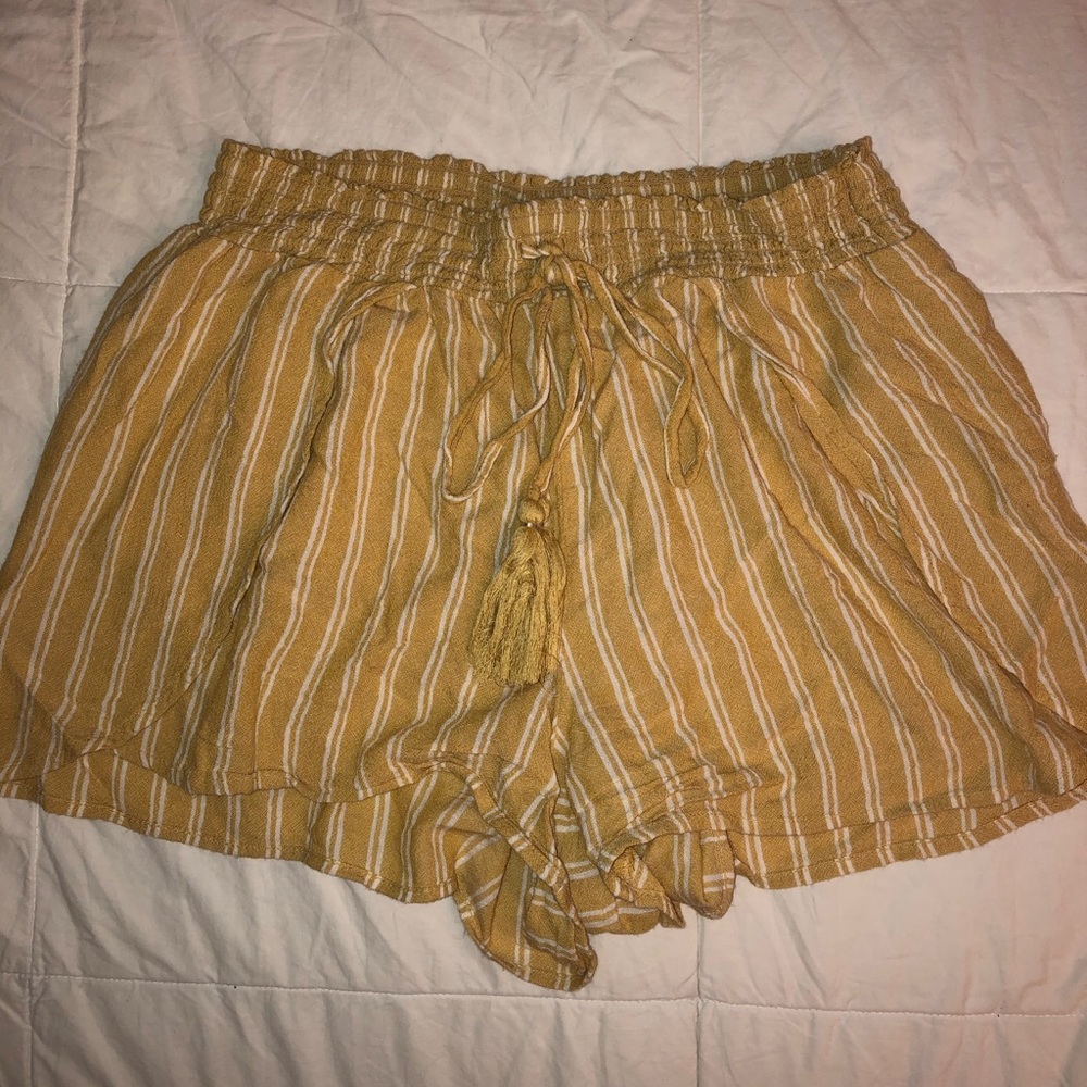 American Eagle Yellow Striped Shorts